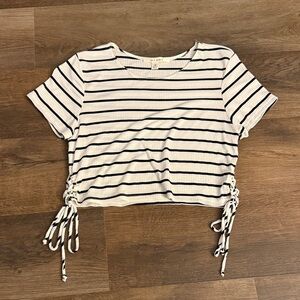 Miami White and Black Striped Short Sleeve Tee